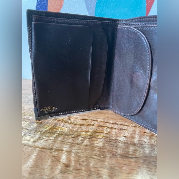 RARE Vintage GUCCI 70s Horseshoe Leather Slim Bi-fold Wallet Brown 925 Hardware - Picture 16 of 16